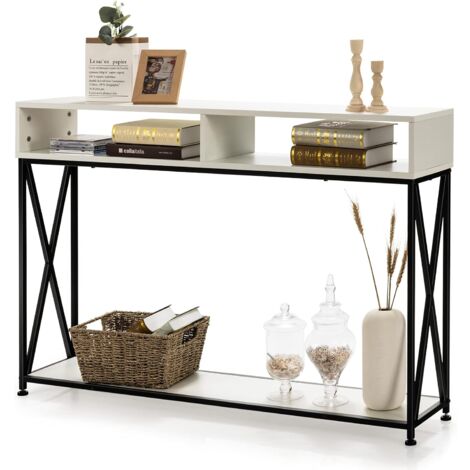 Garvee Tavolo Consolle Sottile 100x23x80 Cm - Ripiano Regolabile, Telaio Metallo, Stile Industriale Per Ingresso, Corridoio, Divano
