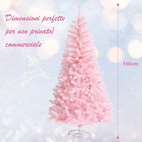 Albero di natale artificiale 150cm in PVC con 350 rami, supporto in metallo e piedi in gomma Bianco
