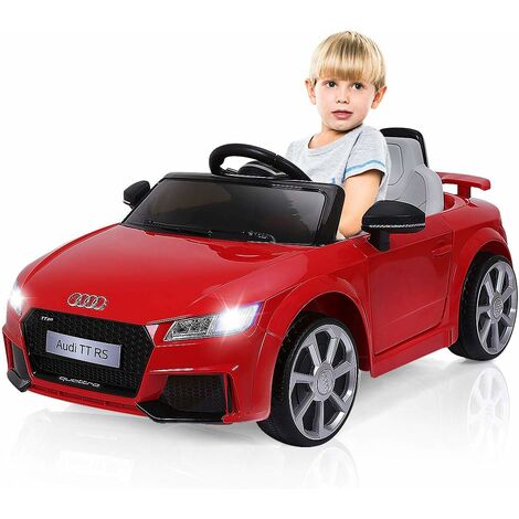 COSTWAY Audi 12V Auto Elettrica per Bambini, Macchina Elettrica con Velocità 2,5-5 km/ora, con Telecomando USB MP3 Luci LED (Rosso)