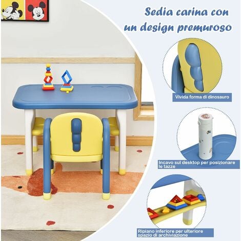 Tavolo attività multiuso per bambini e set di 2 sedie, Scheda Lego