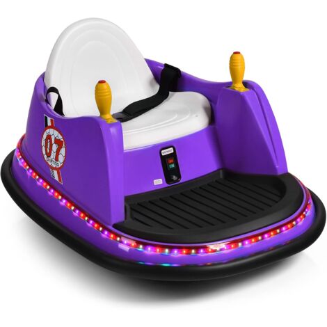 COSTWAY Veicolo Elettrico Macchina Elettrica Design Autoscontro per Bambini, Girevole a 360°, con Luci e Musica, con Telecomando, per Bambini 2-5 Anni, Viola