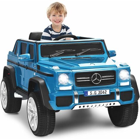 COSTWAY Macchina Elettrica per Bambini 12V, Veicolo Elettrico con Luci LED e Chiusura di Sicurezza, Macchina Cavalcabile per Bambini 3-8 Anni (Blu)