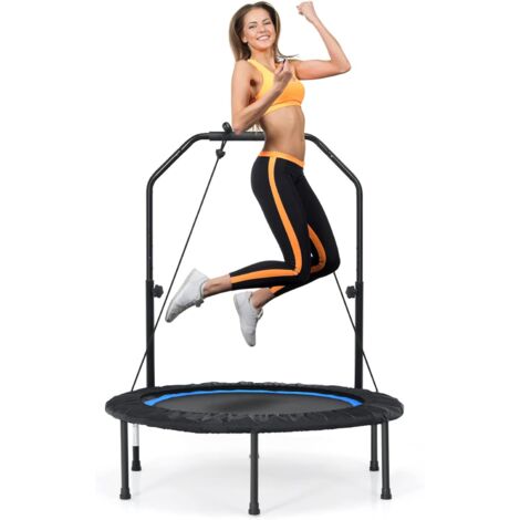 COSTWAY Mini Trampolino Pieghevole 101cm, Trampolino Fitness per Adulti e Bambini,con Maniglia Altezza Regolabile, Capacità di Carico 150 kg