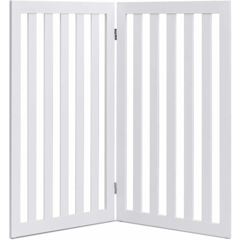 COSTWAY Cancelletto per Cani Pieghevole in Legno con 2 Ante, Ideale per Scale, Soggiorno e Cucina, 89 x 101 cm, Bianco