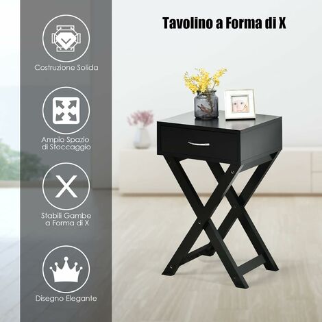 Tavolo Servitore Porta PC per Sedia/Letto, Tavolino Serviletto, Stile  Industriale, con Tasca