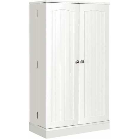 COSTWAY Credenza per Cucina con Doppia Anta, Armadio Dispensa con 6 Ripiani Regolabili, per Sala da Pranzo Salone Ingresso, 59 x 30,5 x 103 cm, Bianco