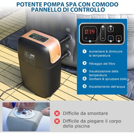 Vasca Da Bagno Gonfiabile Per Adulti CLEADONG - 120x43x43 Cm, Con Fondo A Bolle Di Massaggio, In PVC