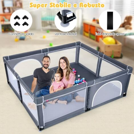Box Per Bambini 127x127x68 Cm – Recinto Di Sicurezza In Tessuto Oxford, Con Ventose Antiscivolo E Bracciali Da Allenamento