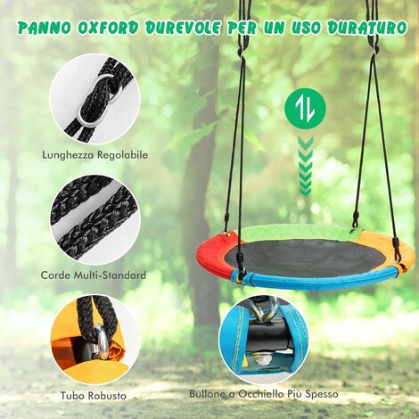 COSTWAY Set di 2 Altalena da Giardino per Bambini, con 1 Sedile Altalena in  EVA Morbido e 1 Altalena Nido, 2 modi per appenderle e facili da montare,  ideale per parco, giochi, cortile, giardino