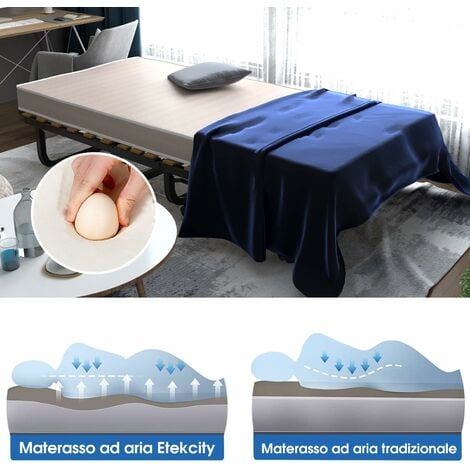 Letto pieghevole con materasso in memory foam, Letto portatile con  struttura in acciaio e doghe di legno - Costway