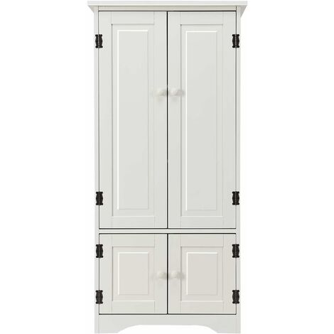 COSTWAY Mobile Multiuso, Armadio da Soggiorno, Credenza da Cucina in Legno, con 4 Ripiani, 59 x 32 x 123cm Bianco