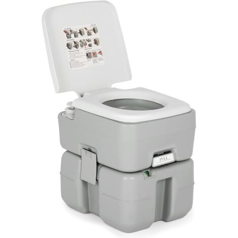 COSTWAY Toilette WC Portatile da Campeggio con 20 L di Serbatoio Acque Reflue e Pompa di Scarico, Indicatore del Livello dell’Acqua, Carico Massimo 200 kg, Ideale per Adulti e Bambini