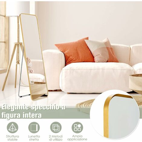 Specchio a figura intera sulla porta o sul muro, Specchio per camera da  letto salone spogliatoio 120x37cm Oro - Costway