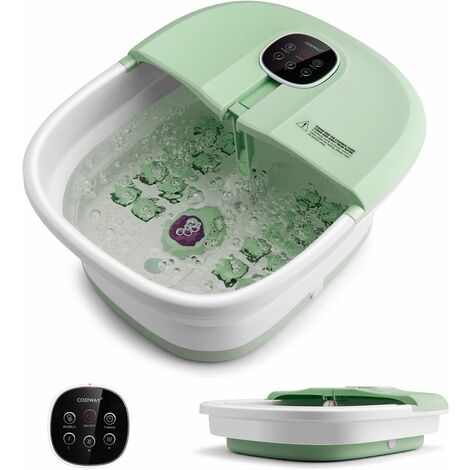 COSTWAY Pediluvio Massaggiatore Piedi Elettrico, Idromassaggiatore Plantare Pieghevole con Riscaldamento e Telecomando, 3 Temperature Regolabili (Verde)