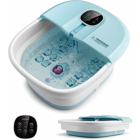 COSTWAY Pediluvio Massaggiatore Piedi Elettrico, Idromassaggiatore Plantare Pieghevole con Riscaldamento e Telecomando, 3 Temperature Regolabili (blu) (1/5)