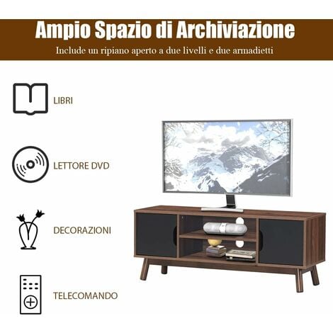 COSTWAY Mobile Porta TV con Ripiani Aperti, per TV fino a 140 cm, Mobile TV  di