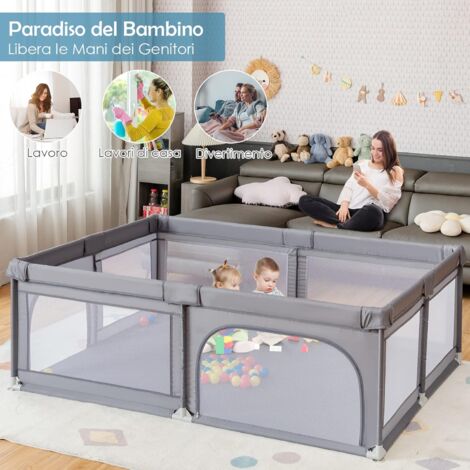 Parco Per Bambini Grande 126x126 Cm Con 50 Palline E Ventose – Recinto Da Interno/Esterno In Tessuto Oxford, Antiscivolo E Sicuro - 3