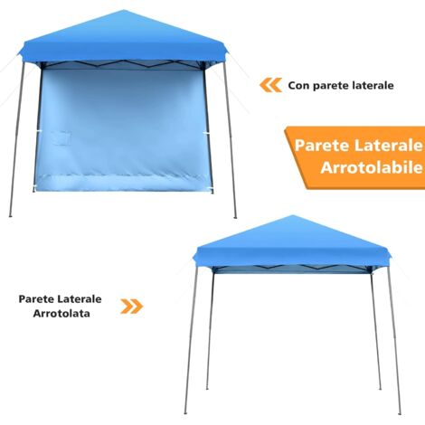 Gazebo Pieghevole Festnight 3x4,5 M Con 3 Pareti – Blu, Tetto In Oxford 600D Impermeabile, Telaio In Acciaio, Per Esterni