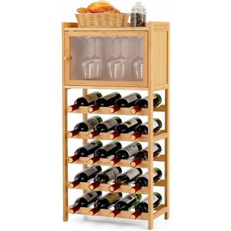 Bianco 94.5 x 35 x 81.5 cm Cantinetta Scaffale Porta per 16 Bottiglie HOMECHO Mobile Portabottiglie Vino e Calici 