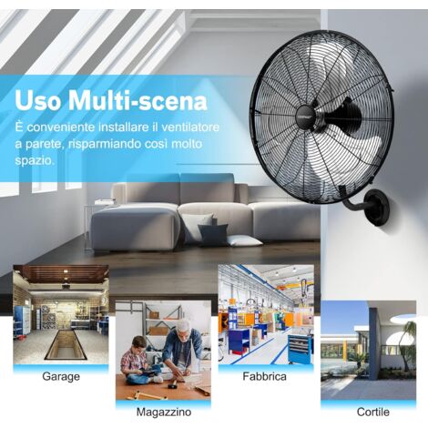 Ventilatore Da Parete BAKAJI 45W, Diametro 41cm, 3 Velocità, Inclinazione Regolabile, 220V - Silenzioso E Potente - Foto 6