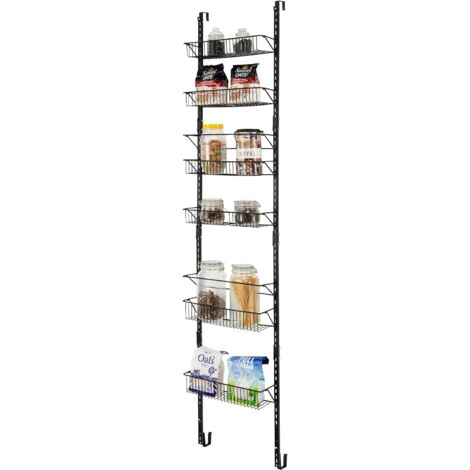COSTWAY Organizzatore per Dispensa Sopra la Porta, Porta Spezie Regolabile in Altezza a 6 Livelli, 2 Opzioni di Montaggio, per Cucina Guardaroba Bagno, Nero