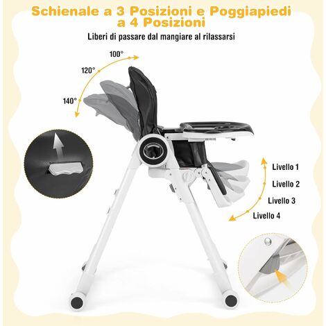 Costway Seggiolone portatile con doppio vassoio da interno esterno