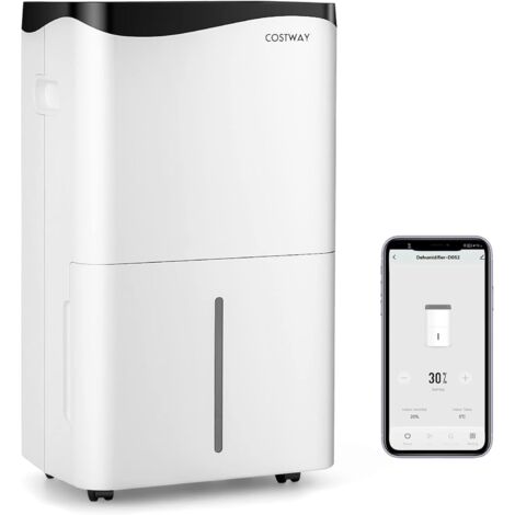 COSTWAY Deumidificatore Casa 50 L/24H 60 m2, Deumidificatore Ambiente con 4 modalità e 2 velocità, Pannello Touch o Controllo WiFi, Timer 24 H, Protezione Straripamento e Tubo di Scarico