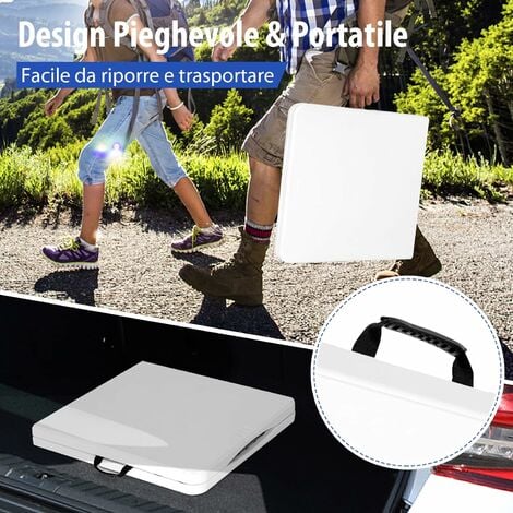 COSTWAY Tavolo Pieghevole, Tavolo da Picnic Portatile con Altezza Regolabile  a 3 Livelli e Maniglia, Utilizzabile