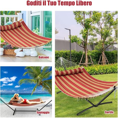 Amaca Doppia SUNCREAT Con Supporto Incluso – Portatile, In Textilene Blu, Capacità 204 Kg (3.6m X 1.4m) - 6