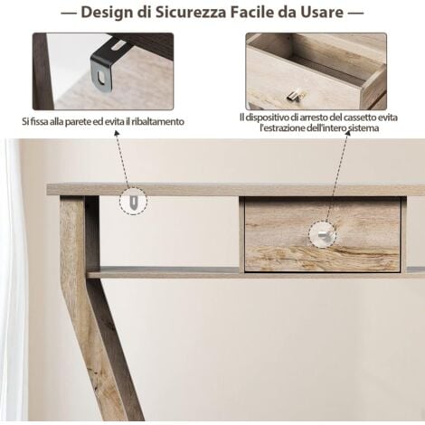 COSTWAY Tavolo Consolle in Legno, Tavolo da Soggiorno con Cassetto e Ripiani, Tavolo Multiuso e Moderno, Ideale per Salotto, Ingresso e Corridoio, 120 x 30 x 81 cm (Naturale)