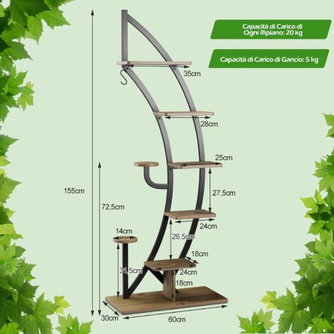 Sizuztp Scaffale A S Per Piante 8 Livelli 157,5 Cm Con Luci Di Crescita A Spettro Completo E Ruote