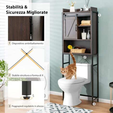Scala Portasciugamani In Legno Di Pino A 4 Livelli - Portasciugamani Da Terra Rustico, Per Bagno, Soggiorno, Camera (137 Cm, Nero)