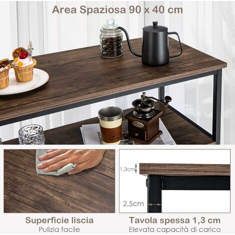 Costway Scaffale a 4 livelli da cucina con armadio e credenza, Supporto  industriale per forno microonde con ganci Marrone