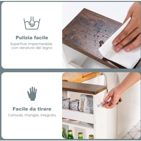 COSYWAY Carrello Portaoggetti da Cucina, Scaffale con Maniglia Laterale e Ruote, Carrello Salvaspazio con 3 Scaffali Stretti, 48x12,5x81 cm