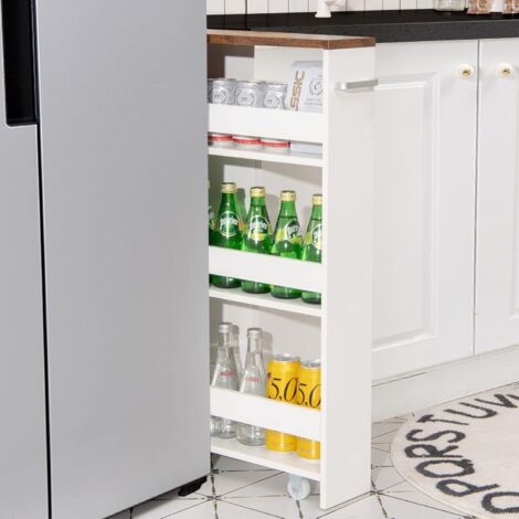 COSYWAY Carrello Portaoggetti da Cucina, Scaffale con Maniglia Laterale e Ruote, Carrello Salvaspazio con 3 Scaffali Stretti, 48x12,5x81 cm