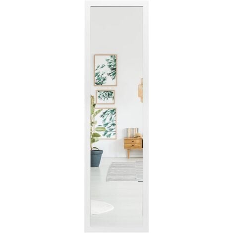 COSTWAY Specchio a Figura Intera Sopra la Porta, Specchio da Parete Lungo con Ganci per la Porta, Ideale per Camera da Letto Soggiorno Ingresso, 33x119 cm (Bianco)