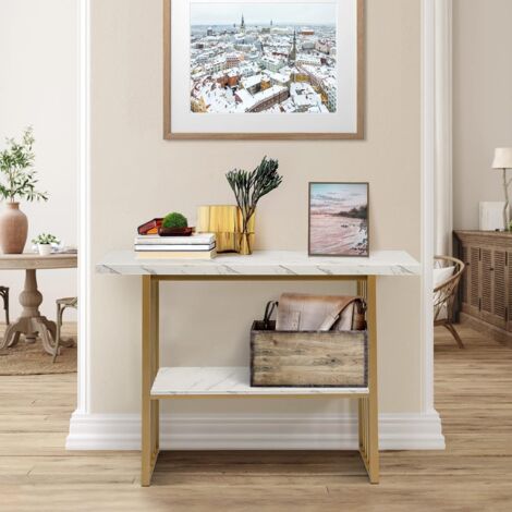 Consolle In Bambù SINWANT 3 Livelli | Tavolo Ingresso Stretto Con Scarpiera, 100x25x75 Cm