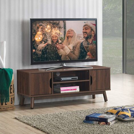 COSTWAY Supporto TV per TV fino a 55, mobile TV per la casa con 6 scomparti