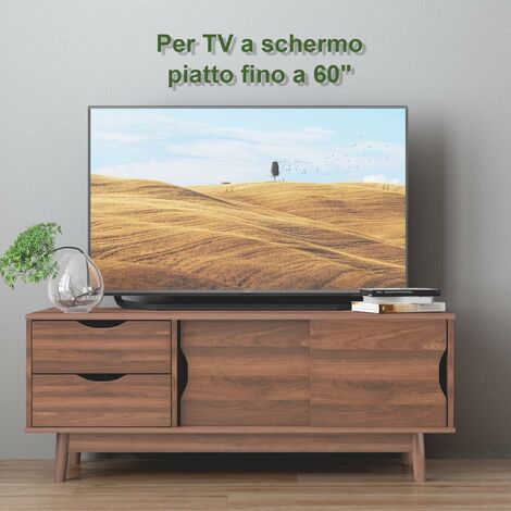 COSTWAY Mobile Porta TV Soggiorno, Mobile TV con 2 Cassetti per TV Fino to  60, 2 Porte Scorrevoli e Foro per Cavi, Tavolino Porta TV Vintage 120 x 45  x 45 cm (Noce Scuro)