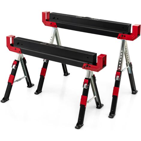 COSTWAY 2 Cavalletti da Lavoro Pieghevoli, Coppia di Cavalletti in Metallo per Segare, Carico Fino a 275 kg, Modello 3