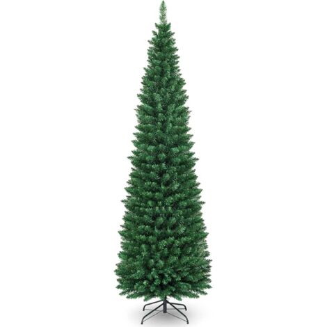 COSTWAY Albero di Natale 150/180/210/240 cm, Albero di Natale Bianco con 350/650/950/1138 Rami in PVC e Supporto in Metallo, Albero di Natale Artificiale per Casa, Ufficio e Negozio (180 cm