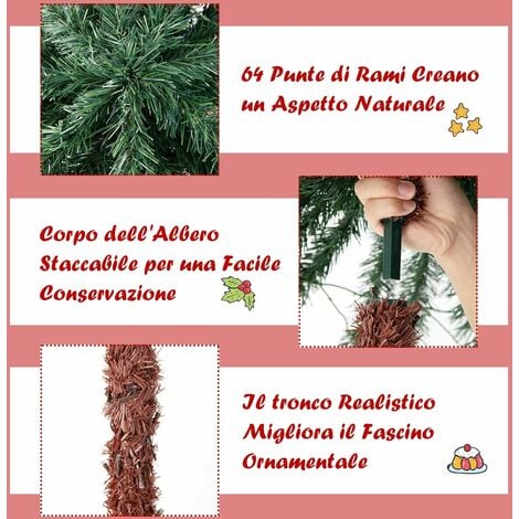 COSTWAY Albero di Palma Artificiale di 183 cm, Albero di Natale con 64  Punte di Rami