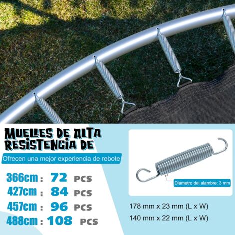 COSTWAY Tappeto Elastico per Bambini ed Adulti Ø 366 cm, Trampolino Bambini  da Esterno e Interno con Rete, 72 Molle, Canestro, Scala a 3 Gradini, Pompa  e Palla, Portata 180kg : 