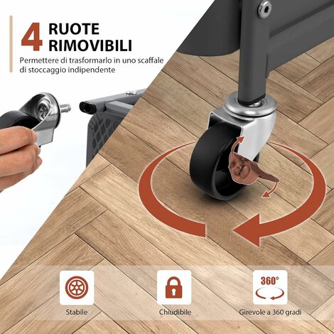 Carrello di bambù per cucina con 3 livelli e 2 cassetti, Carrellino  girevole per cucina sala da pranzo salone - Costway