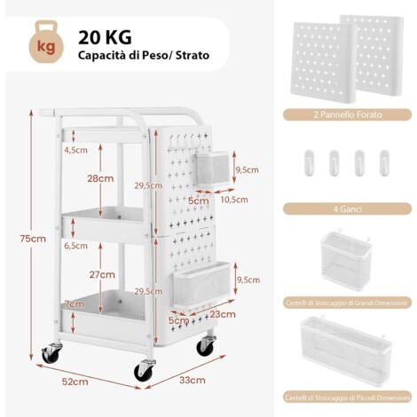 Carrello con Cassetti Ruote multiuso Alto Cassetti in plastica trasparente Carrello portaoggetti - Carrello rotante con 3/4/5 cassetti e ruote per la casa, l'ufficio, il dormitorio, l'aula ( Color : B