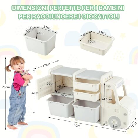 Organizer Giocattoli Con Ruote E 6 Contenitori - Tema Planetario, Grande Capacità Per Cameretta | Yosamy - Foto 12