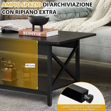 Tavolino Da Caffè Dal Design Industriale Con Ripiani 102 X 60 X 45 Cm In Legno Ingegnerizzato Color Rovere E Metallo Dec038918 88761246