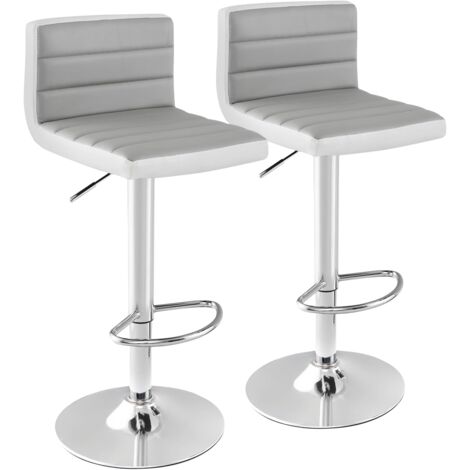 COSTWAY Set 2 Sgabelli da Bar, Sedie Girevoli e Regolabili con Schienali, Poggiapiedi e Base in Metallo, Sgabelli da Cucina per Isola, Bar e Ristorante, Grigio e Bianco