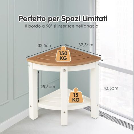 Sgabello Regolabile Bagno VaeFae Sgabello Doccia Angolare Teak - Panca Doccia Regolabile Per Rasatura E Cura Arredamento Bagno