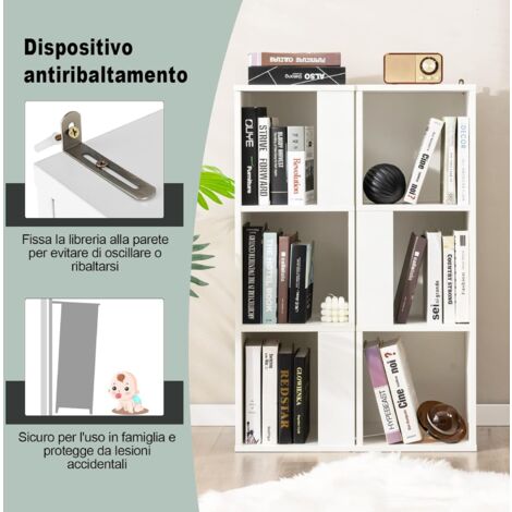Libreria,Scaffale,Armadio Per Libri Con Ante Bianca 136x37x142 Cm In Legno Multistrato Cfw80733 92400659